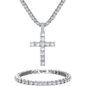 Ronglry Cuban Link Chain for Men Miami Cuban Link Chain Silver Cuban Chain 22"